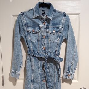 GAP Light Blue Denim Belted Dress
